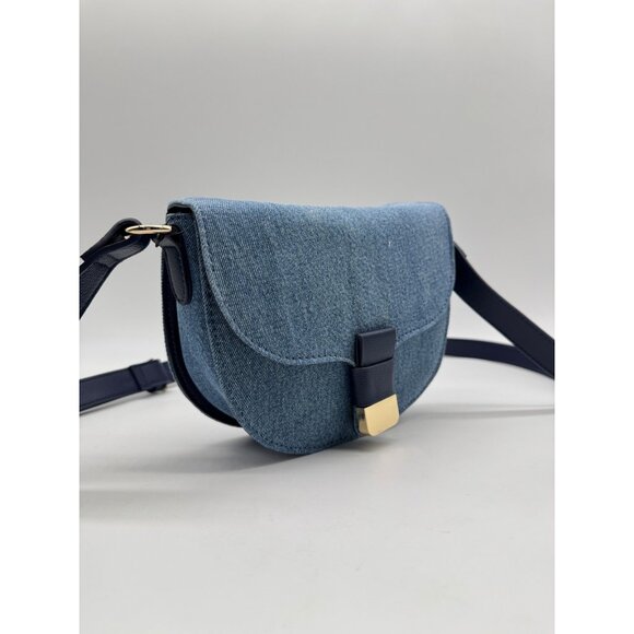 On 34th Holmme denim small saddle crossbody bag - Blue - Picture 2 of 10